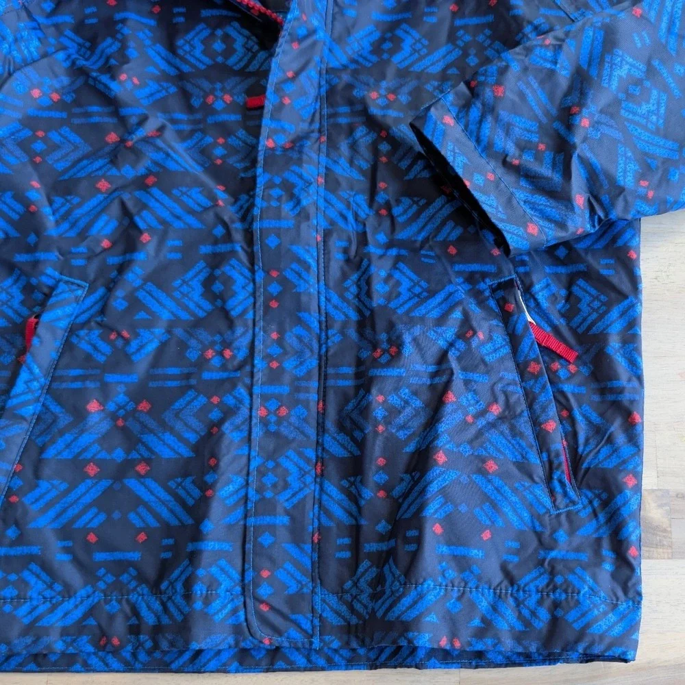 Columbia‎ Boys XS Blue Geometric Print Hooded Mesh Lined Windbreaker Jacket